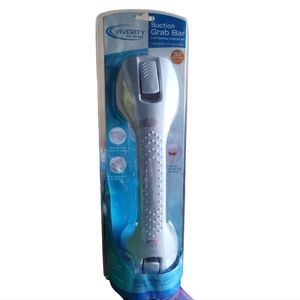 VIVERITY Safety Suction Bath Grab Bar With Safety Indicators White/Blue